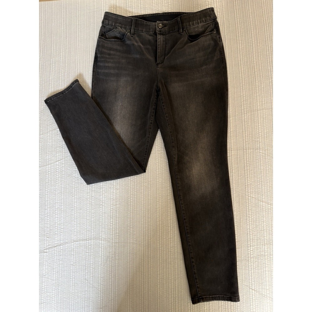 Chico's Straight Regular Stretch Charcoal Wash Jeans Women Solid 5-Pocket US 12R